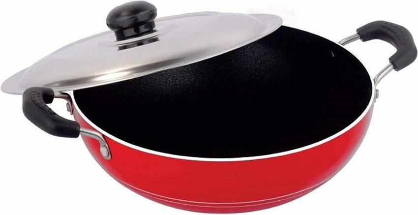 Nonstick Kadhai Indian Kadai Frying Pan Deep Fry Kadhai Deep Fry Pan with  Stainless Steel Lid Stir Fry Pan Nonstick All Purpose Pan Cookware Cooking