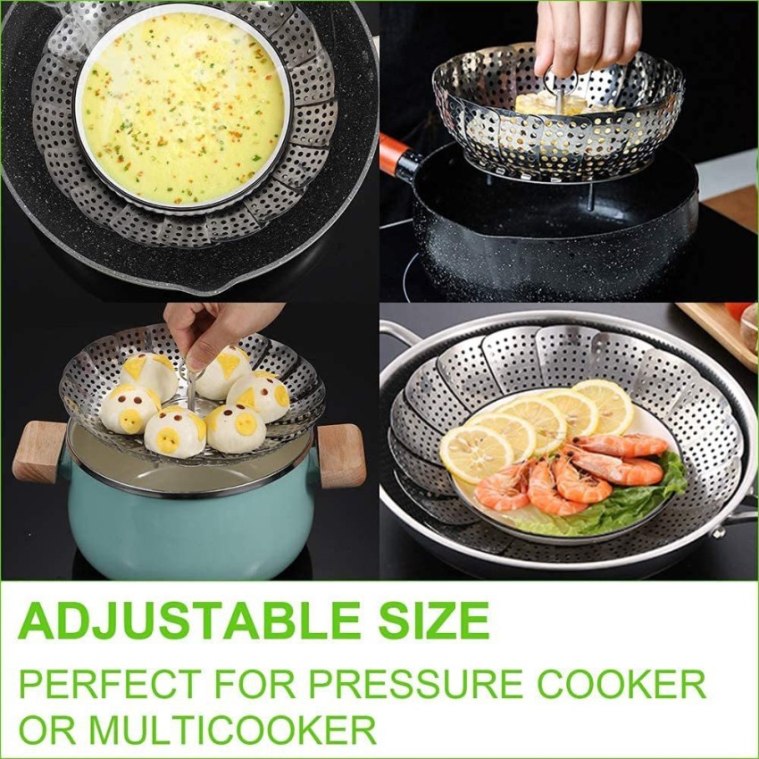 Vegetable Steamer Basket, Premium Stainless Steel Veggie Steamer Basket -  Folding Expandable Steamers to Fits Various Size Pot (Small Size:5.1 to  9) 