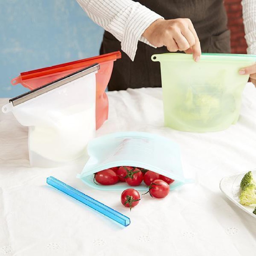 5pcs Reusable Silicone Leak-proof Food Storage Bags