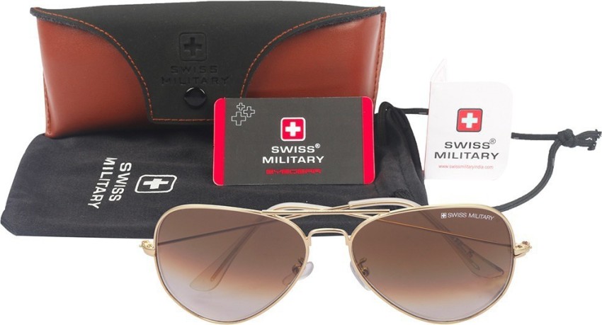 Buy SWISS MILITARY Aviator Sunglasses Brown For Men Online @ Best