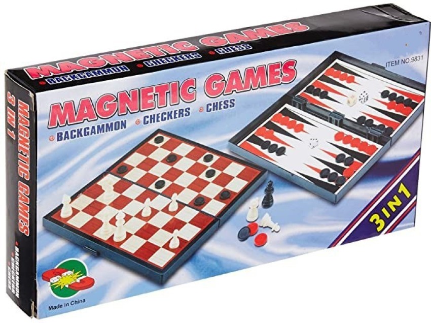 Magnetic Folding Chess Checkers Board Game International Size