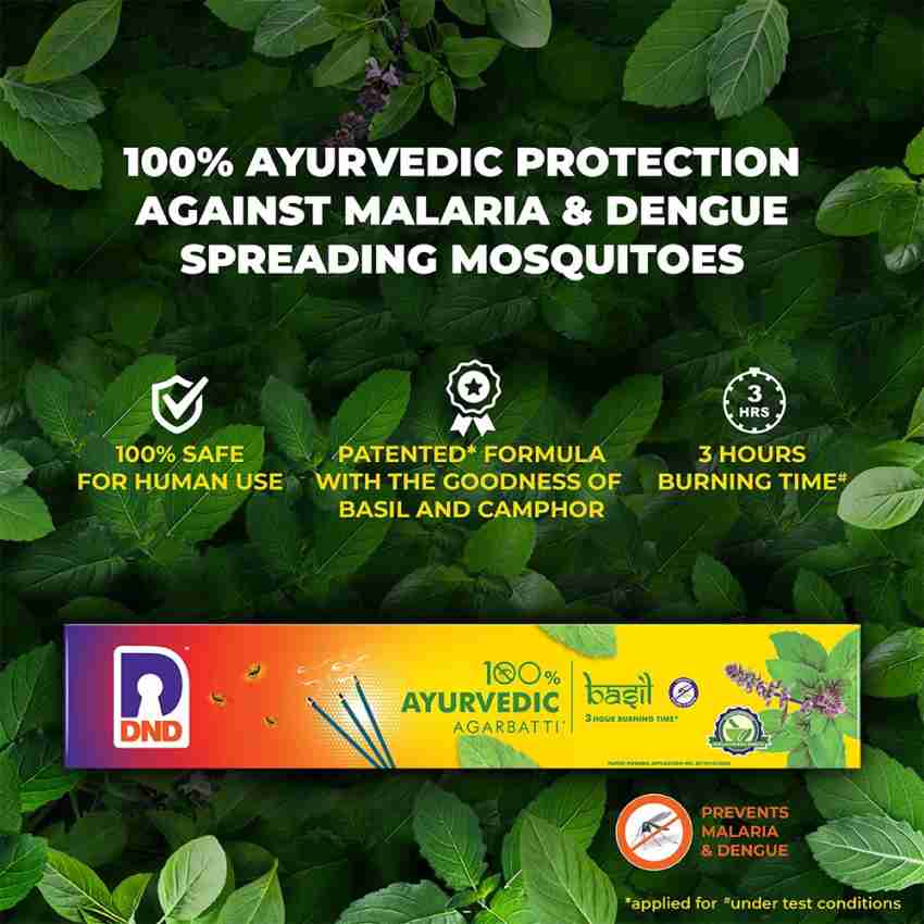 DND 100 Ayurvedic Mosquito Repellent Basil Agarbatti Tough on