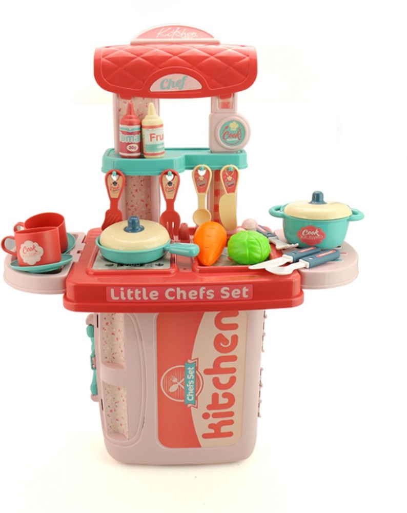 SVE 2 in 1 Portable Cooking Kitchen Play Set Pretend Play Food