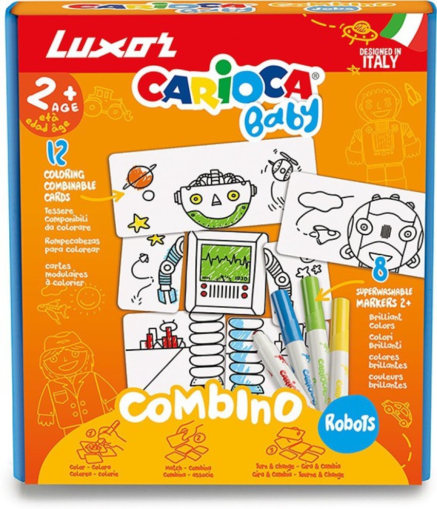 LUXOR Carioca Baby Robots Puzzle Round Nib Sketch Pens with  Washable Ink 