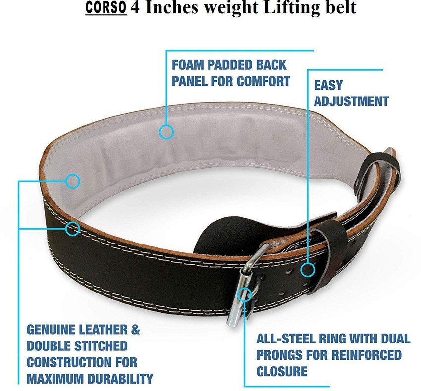 corso Weight Lifting Belt 4 Inches Padded Gym Belt for Men and