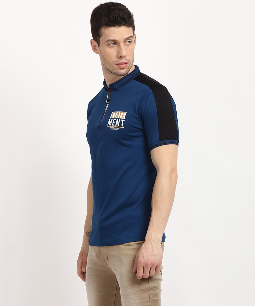 V2 Retail Limited Typography Men Polo Neck Dark Blue, Black T