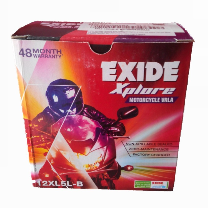 EXIDE 12XL5L B 5 Ah Battery for Bike Price in India Buy EXIDE