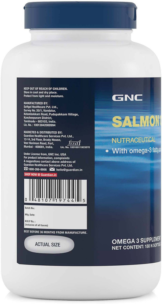 GNC Salmon Oil 1000 mg Salmon Oil 300mg mg of highly absorbable EPA DHA Omega 3s