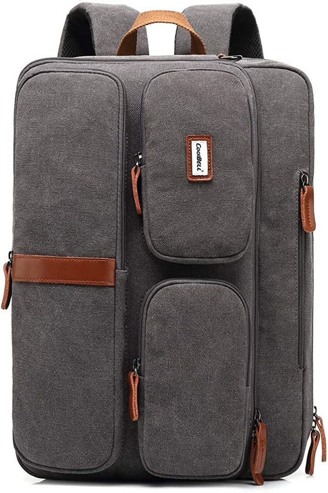 Coolbell Canvas Convertible Laptop Backpack Messenger Bag for 17.3 inch Laptops Grey 17.3 L Laptop Backpack Grey Price in India Flipkart