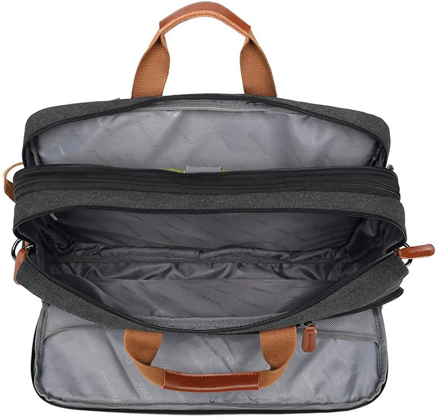 Coolbell Canvas Convertible Laptop Backpack Messenger Bag for 17.3
