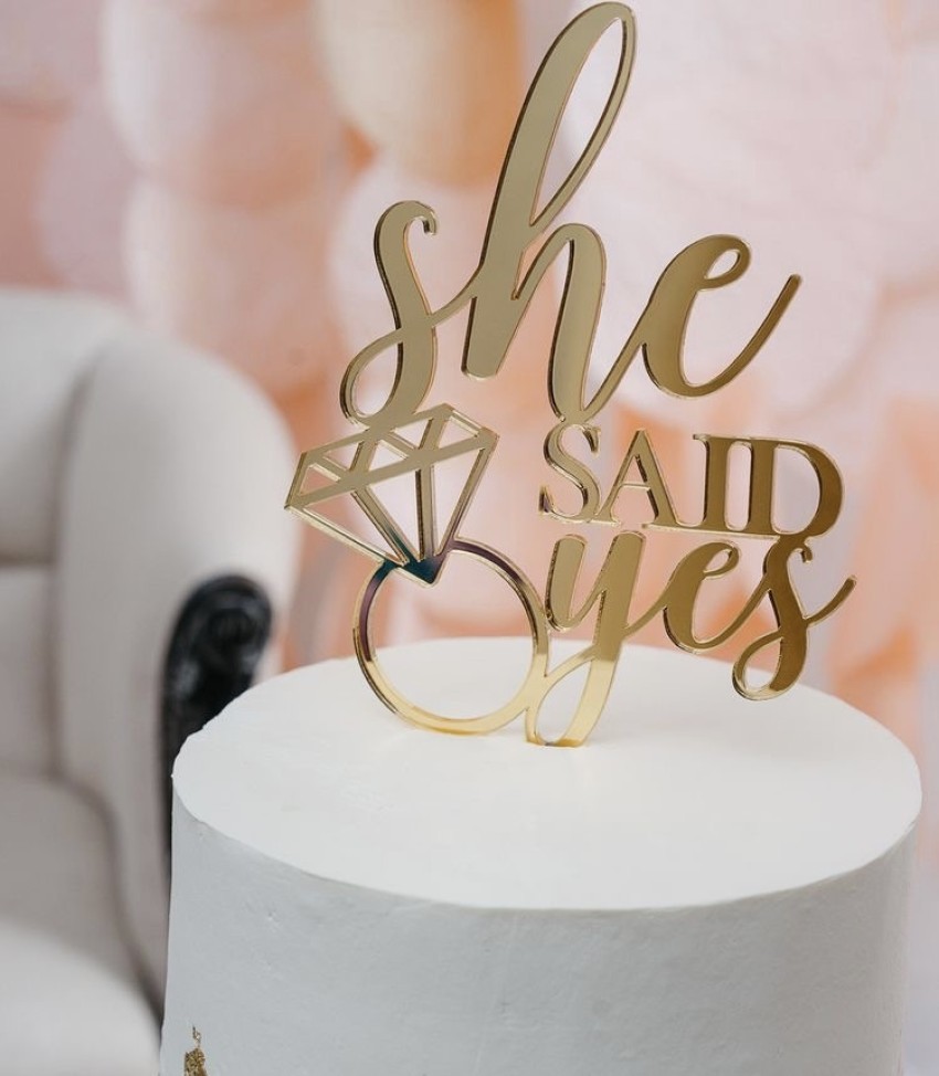 She Said Yes wedding cake topper,Bridal Shower cake topper,Cake Decora –  DokkiDesign