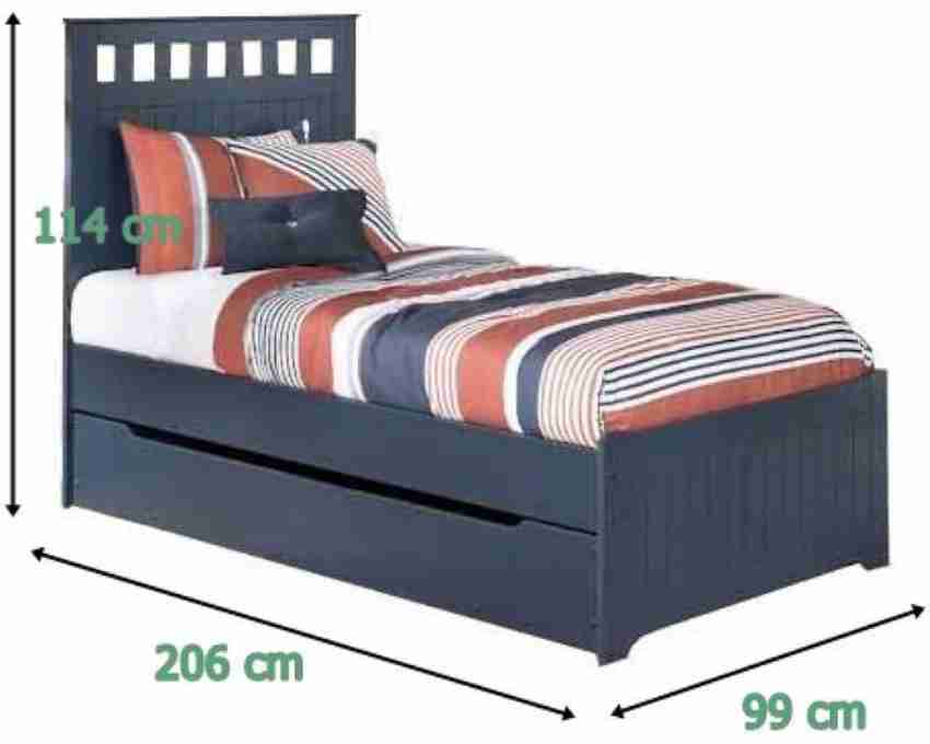 APRODZ Solid Wood Trundle Storage Single Size Rihan Bed for