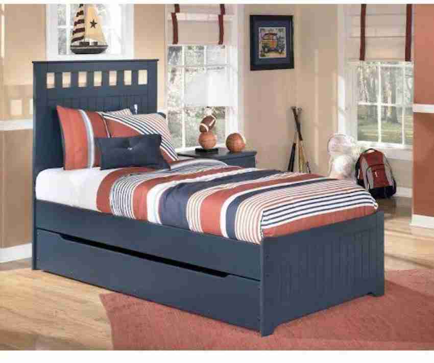 APRODZ Solid Wood Trundle Storage Single Size Rihan Bed for