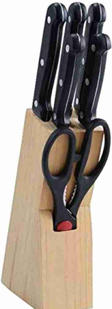 Stainless Steel Gannu Wooden Block 7 Pcs Knife Set