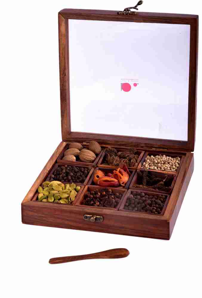 looms weaves Gift Box Wooden Spice Box with 9 different spices Price in India Buy looms weaves Gift Box Wooden Spice Box with 9 different spices online at Flipkart