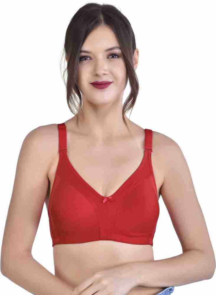 Buy Alishan Non Padded Cotton Plunge Bra - Red Online at Low Prices in  India 