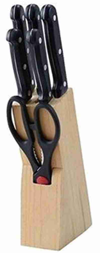 Stainless Steel Gannu Wooden Block 7 Pcs Knife Set