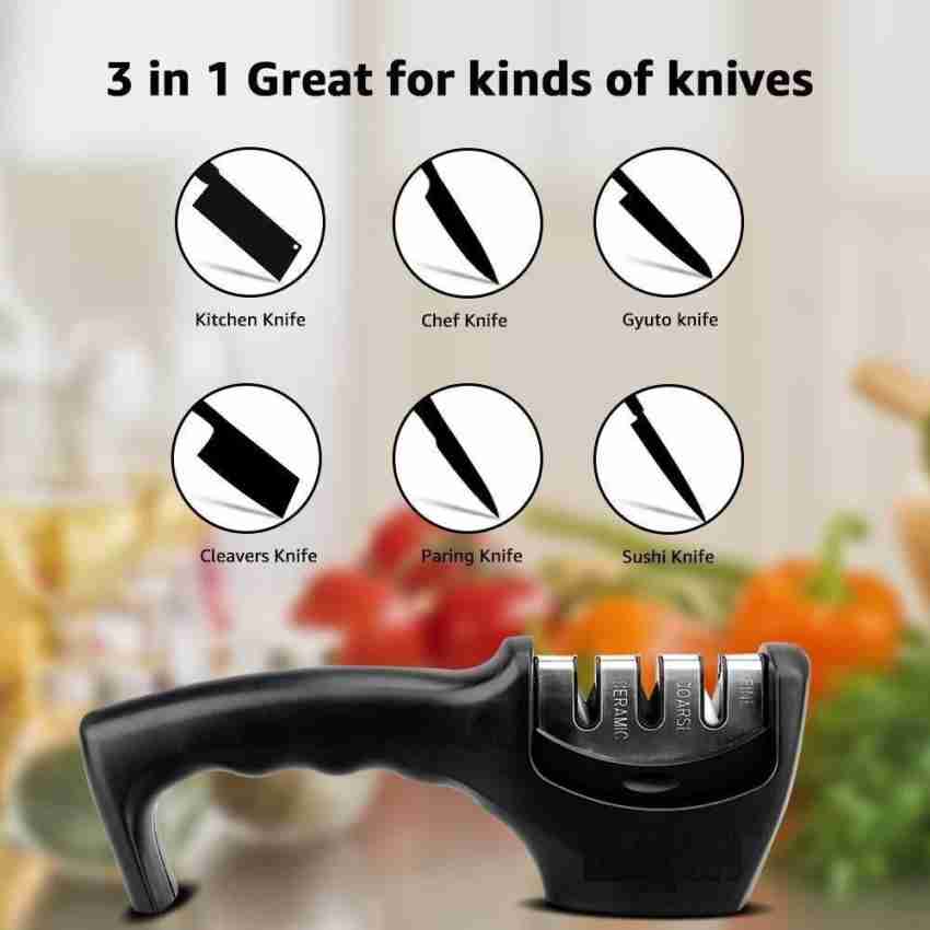 ZURU BUNCH 3 Stage Manual Professional Knife Sharpener for Kitchen, Camping  & Hiking, Steel Knife Sharpening Steel Price in India - Buy ZURU BUNCH 3  Stage Manual Professional Knife Sharpener for Kitchen