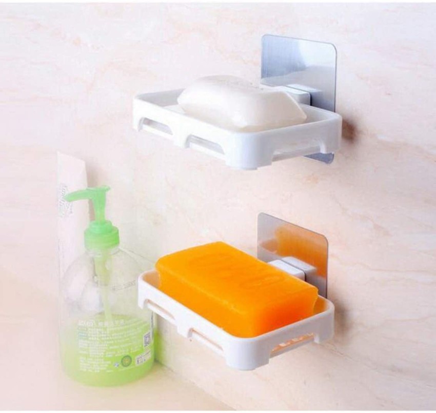 ABS No Drilling Soap Holder Case Wall Mounted Soap Basket for