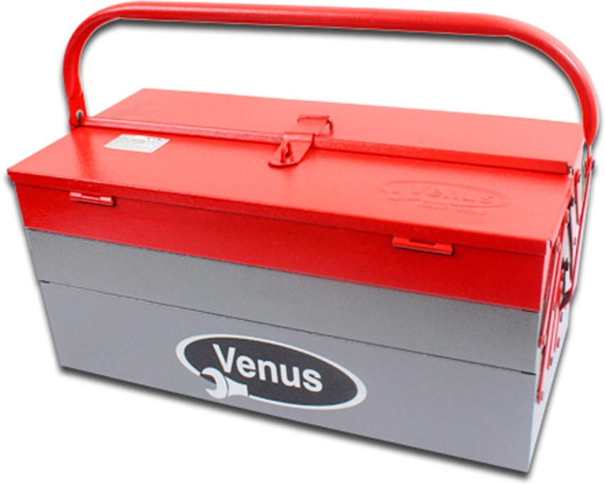 Venus hand tools VTB05 Metal Tool Box with 5 Compartment Box (Red
