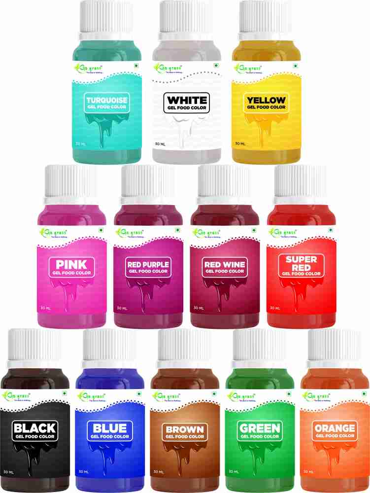 GO GRASS SET OF 12 Gel Food Coloring - Fade Resistant Food Coloring, Stunning, Vivid Color, Lightweight & Mess Free, Easy-To-Blend Formula, Gel  Icing Color, 100% VEG, TURQUOISE