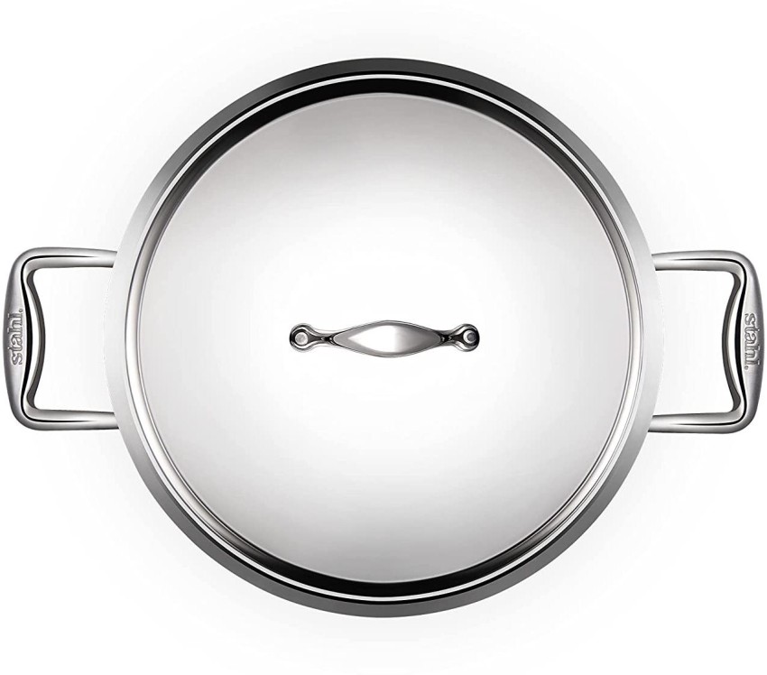 Stahl Triply Stainless Steel Pan I Frying Pan Without Lid I Induction Base  Fry Pan I Artisan 4438,Dia 18 cm, 0.9 L (Serves 1 Person)