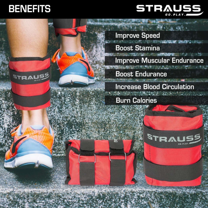 Strauss (5 Kg x 2) Ankle Weight, Wrist & Leg Weights Cuff, 5Kg Each, Pair  Blue Ankle & Wrist Weight - Buy Strauss (5 Kg x 2) Ankle Weight