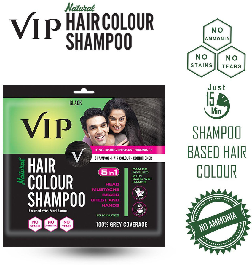 VIP 5 in 1 Hair Color Shampoo Pack of 6 Black Price in India