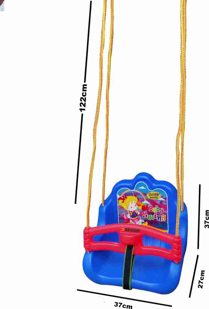 Pseudo Big Baby Swing Multicolor Plastic Jhula with Safety T for 6