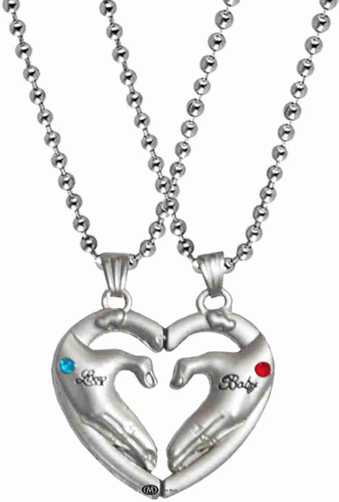 vien Silver and Gold Plated Heart Key Steel Pendant Necklace for Unisex  Love Couple Silver, Gold-plated Stainless Steel Locket Set Price in India -  Buy vien Silver and Gold Plated Heart Key Steel Pendant Necklace for Unisex  Love Couple Silver, Gold