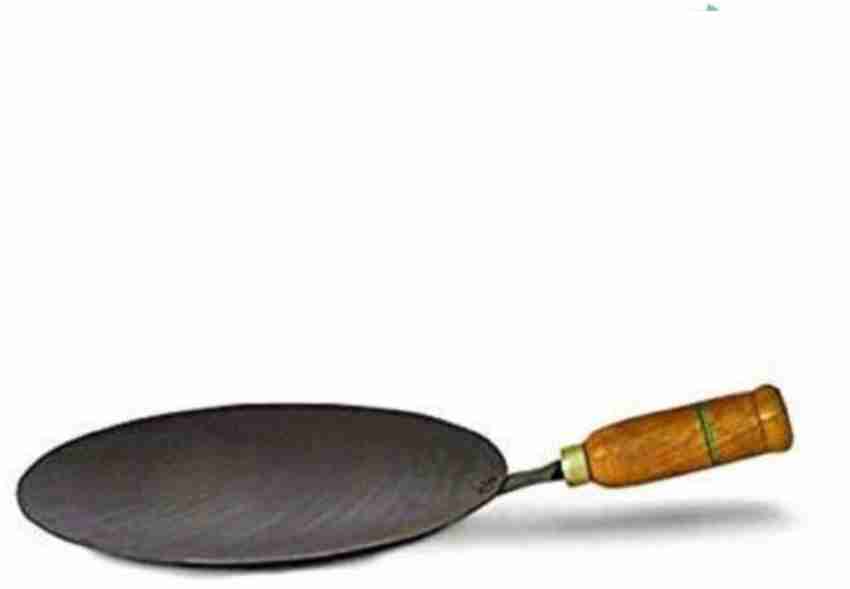 Indian cooking Iron Roti Tawa with Wooden Handle Silver