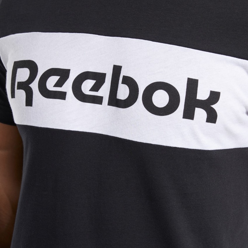 REEBOK Printed Men V V - Best Buy Neck Black REEBOK Neck Online in T-Shirt Men T-Shirt Prices Printed India at Black