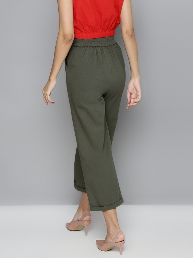 Buy SASSAFRAS Women White Twill Parallel Trousers - Trousers for