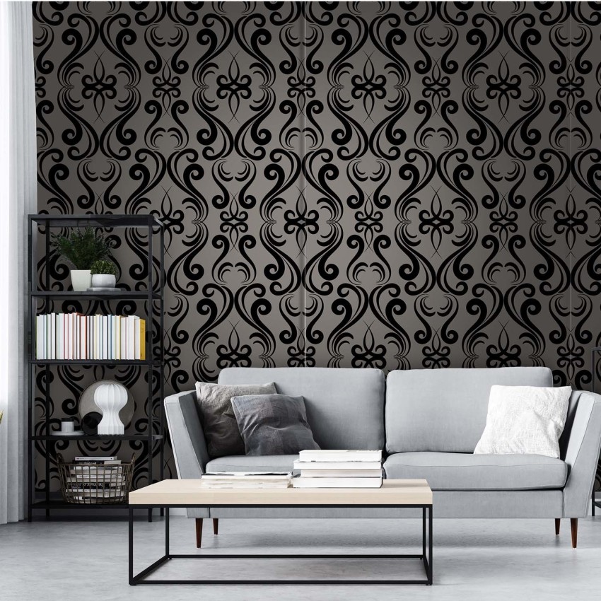 Dandelion Floral Wallpaper Black Grey - Wallpaper from I Love Wallpaper UK