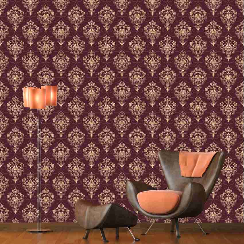 Burgundy and store gold wallpaper