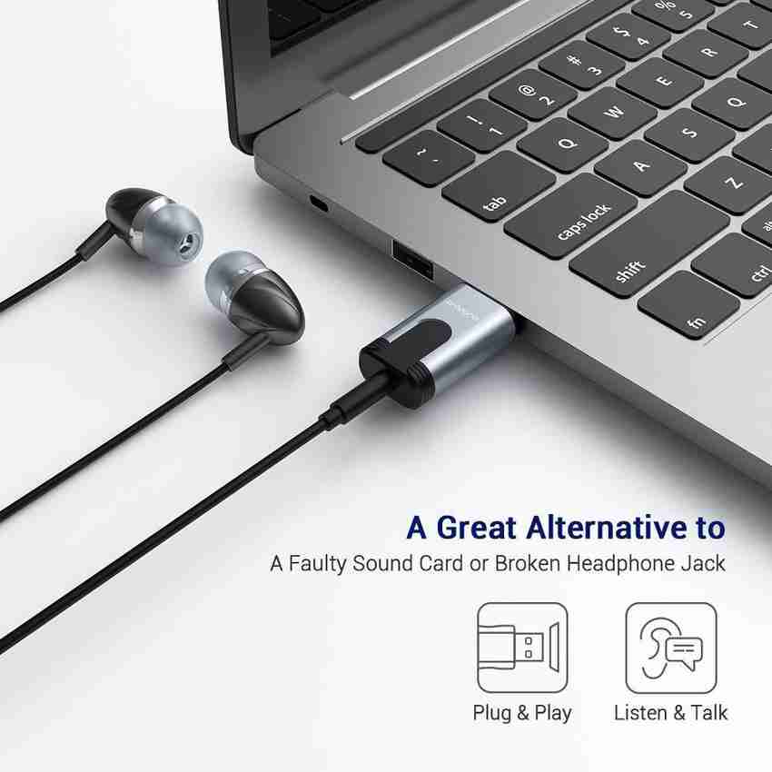 Aropana Black USB Audio Sound Card Support 3.5mm Jack Support Both TRRS and TRS NOT for TV or Car Phone Converter