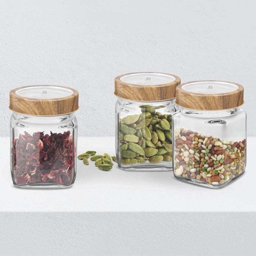 Buy Borosilicate Round Jar with Wooden Lid Online - Treo by Milton