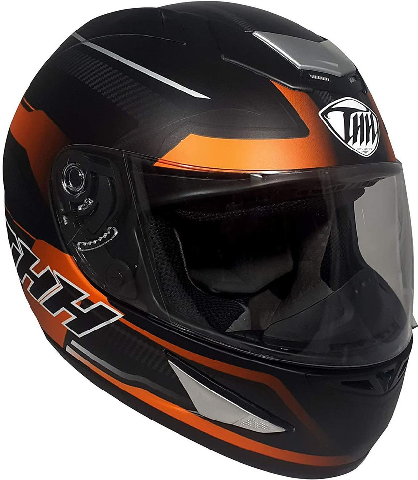 THH HELMETS TS 41 Arcade Single Shield Bike Helmet Black Orange