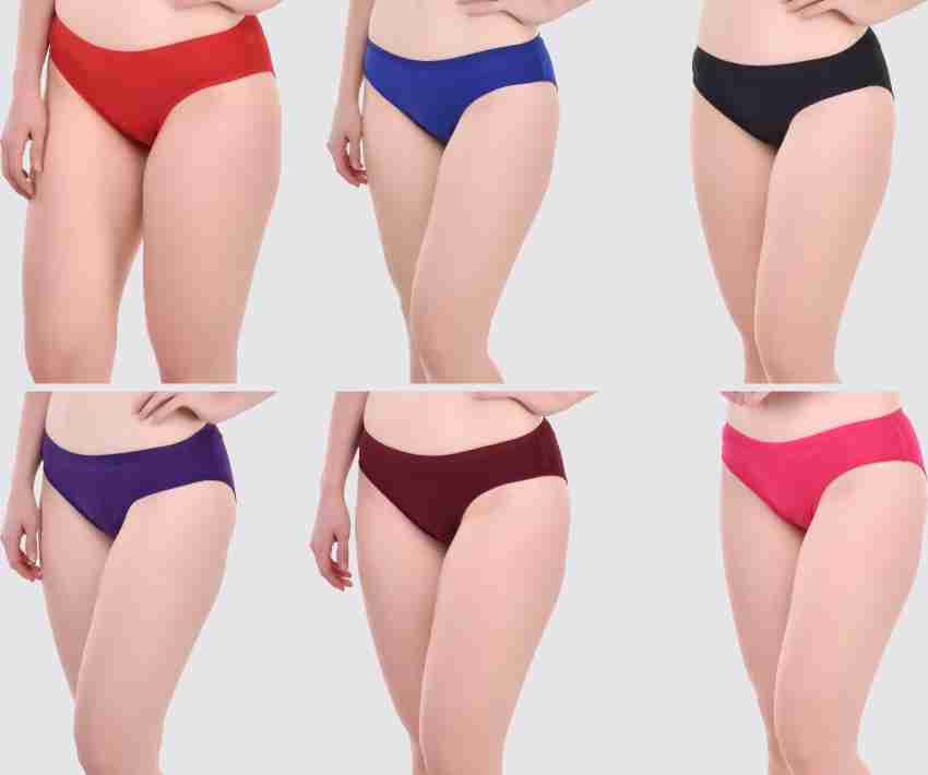 FLIPCHARGE classic Dark Red color combo panty for Women and Girls pack of 3  panties, made up of soft comfortable Cotton Fabric, Mid Rise, Hipster,  brief, ladies underwear