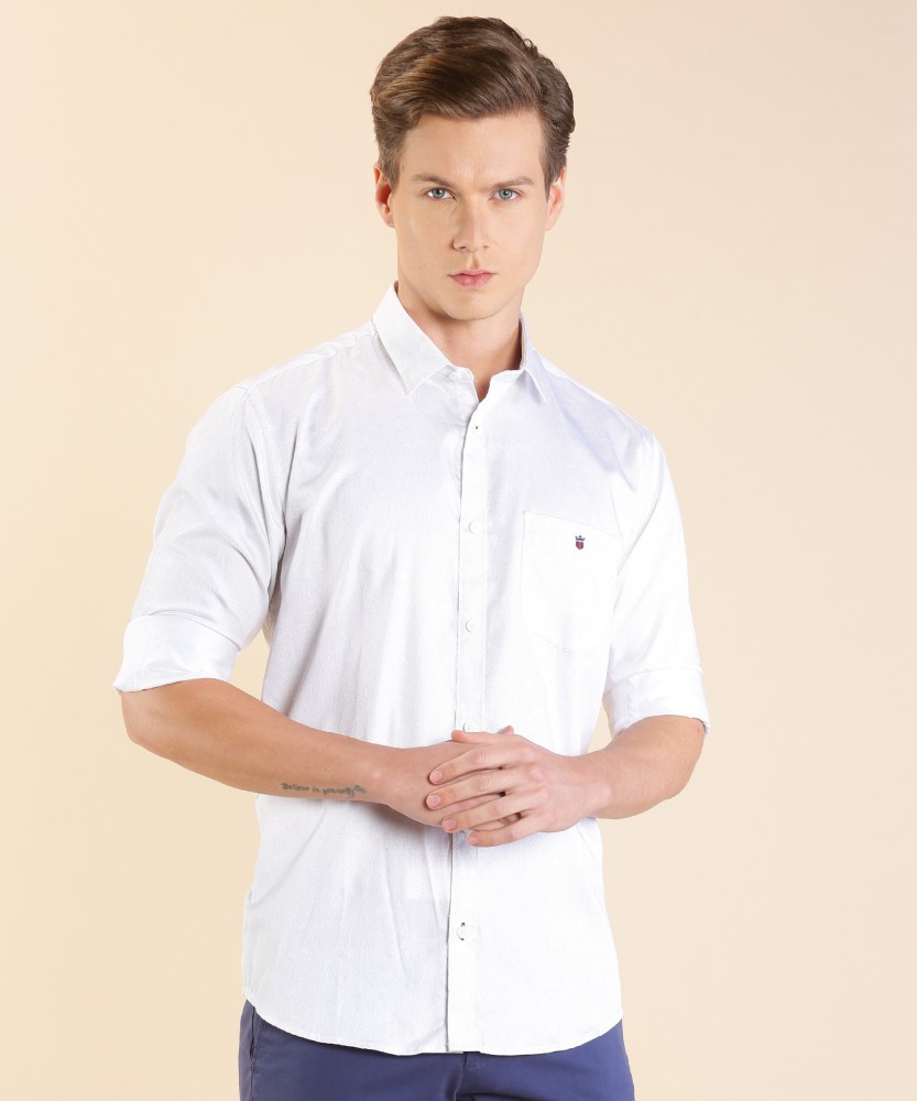 Buy Louis Philippe Men White Solid Slim Fit Casual Shirt Online at