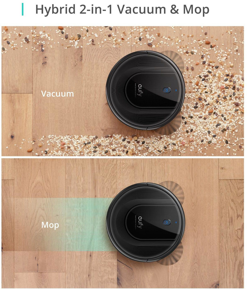 Eufy by Anker Robovac G10 Hybrid Robotic Floor Cleaner with Powerful Suction,Drop-sensing Technology with 2 in 1 Mopping and Vacuum (WiFi Eufy by Anker Robovac G10 Hybrid Robotic Floor Cleaner with Powerful Suction,Drop-sensing Technology with 2 in 1 Mopping and Vacuum (WiFi