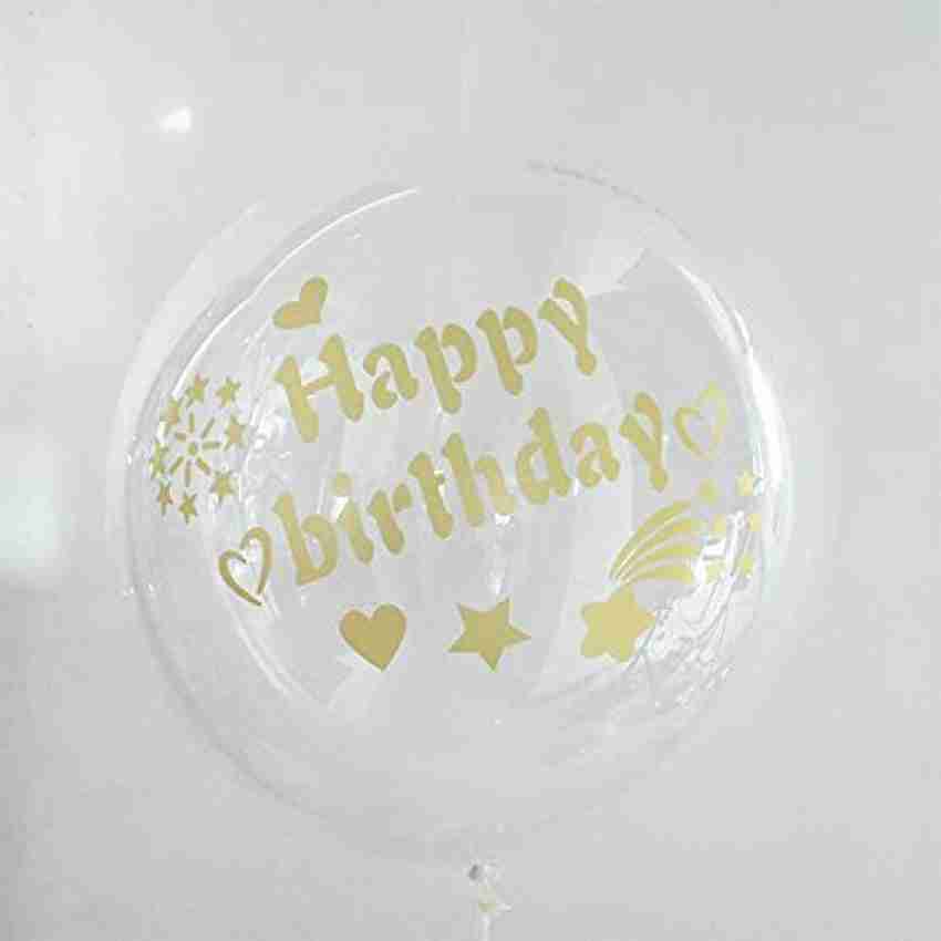 BOOKMYBALLOONS Printed Transparent Bobo Balloons with Ready Made Letter  Sticker Clear Helium Balloons for Birthday Party (Golden_Happy Bday)13WOKS  Balloon - Balloon 