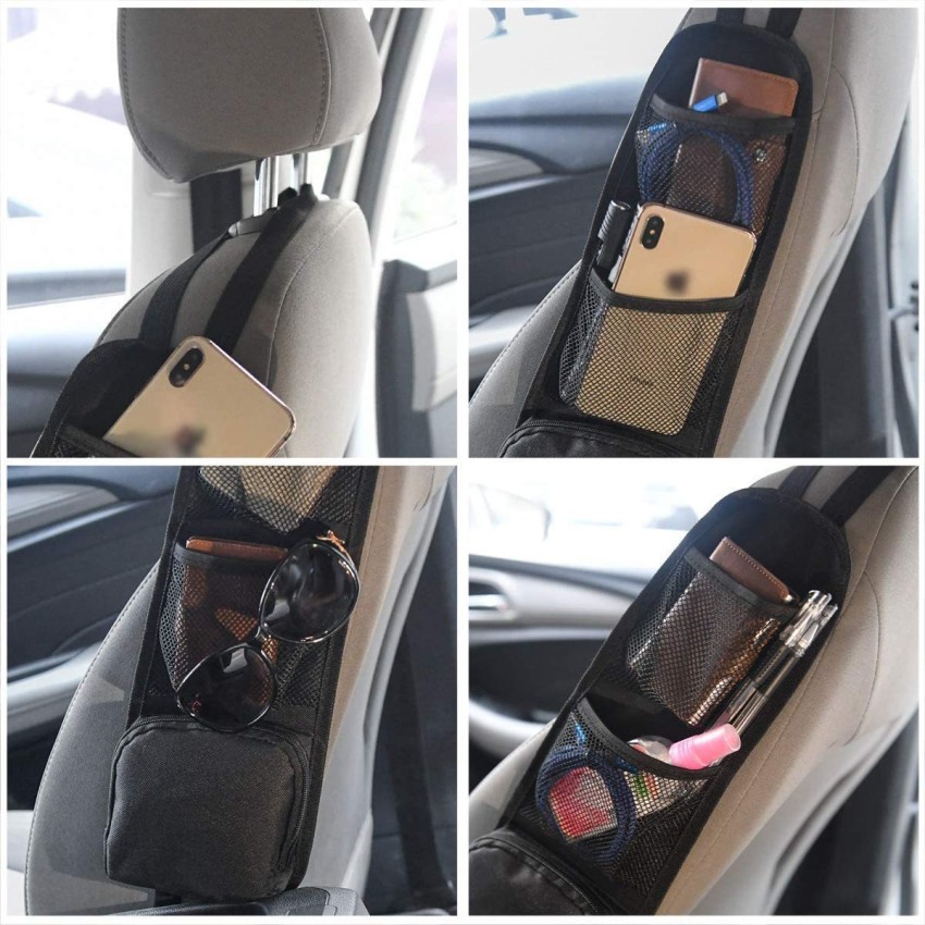 Car Seat Side Back Storage Organizer Mesh Multi Pocket Hanging Bag Holder  Black