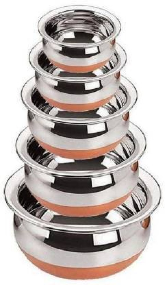 Sumeet Stainless Steel Copper Bottom Multipurpose Cook & Serve Handi With  Lid - 3 Pcs Set