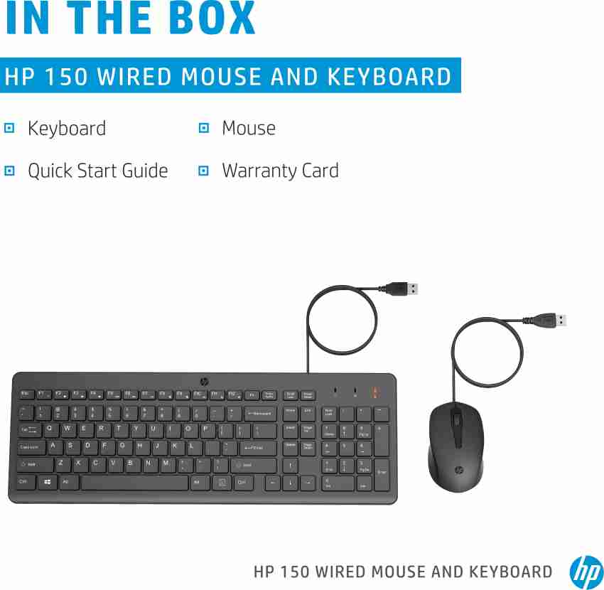 HP 150 Wired Mouse and Keyboard Multi-device Keyboard - : Flipkart.com
