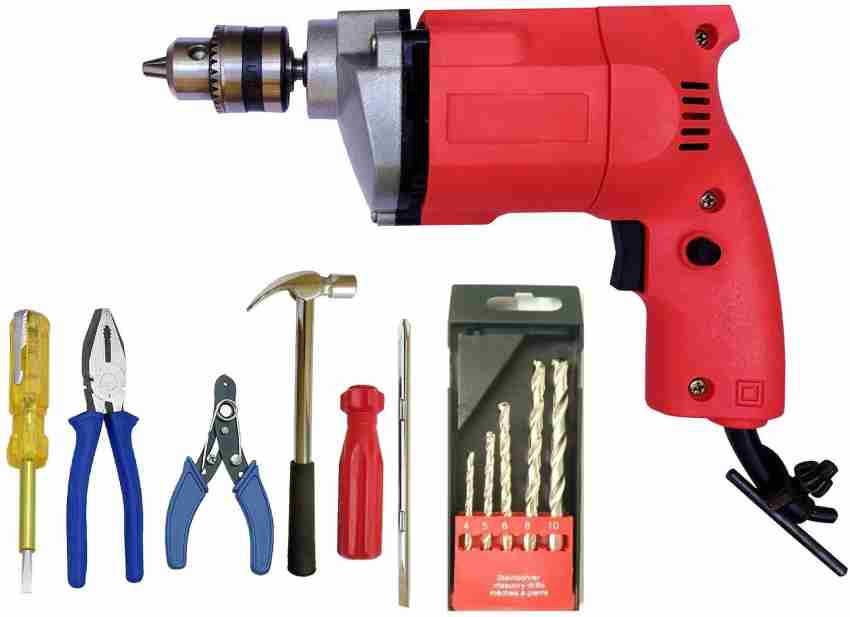 Qualigen Heavy Duty 10mm Drill machine with 5pc masonry Screw