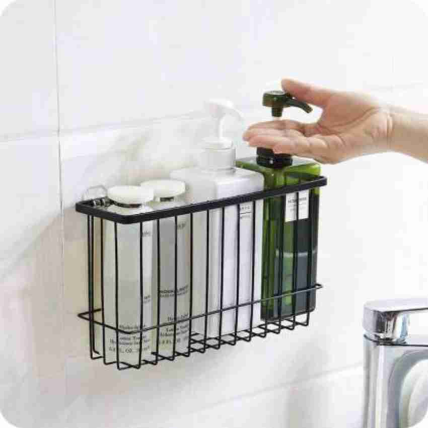 Plastic Shower Caddy Bathroom Kitchen Self-adhesive Wall Mount Shelf Basket  for