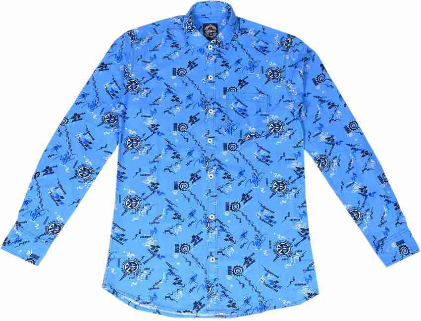 SKT SUPER FIT Men Printed Casual Blue Shirt Buy SKT SUPER FIT