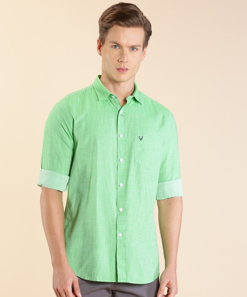 Allen Solly Men Self Design Casual Green Shirt Buy Allen Solly