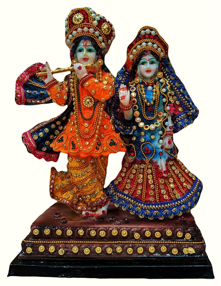 Brass radha krishna idol with tree big size (7.5 Inch, 2.5 kg) Radha k –  Antiq Decor